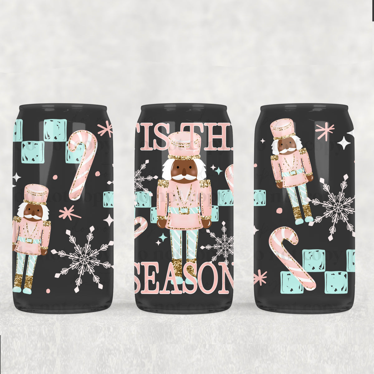 Tis the season nutcrackers 16oz Glass Wrap