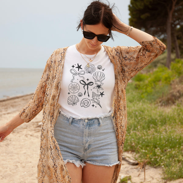 Sea Shell Collage WITH BOWS Single Color PNG