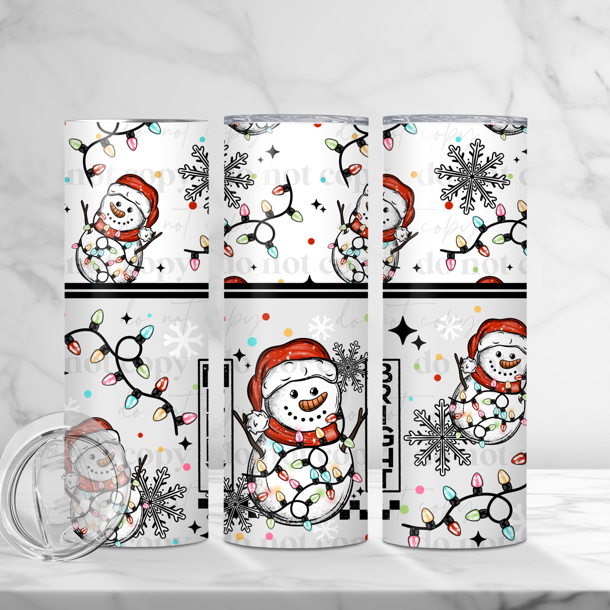 Merry Bright Snowman Tumbler Wrap