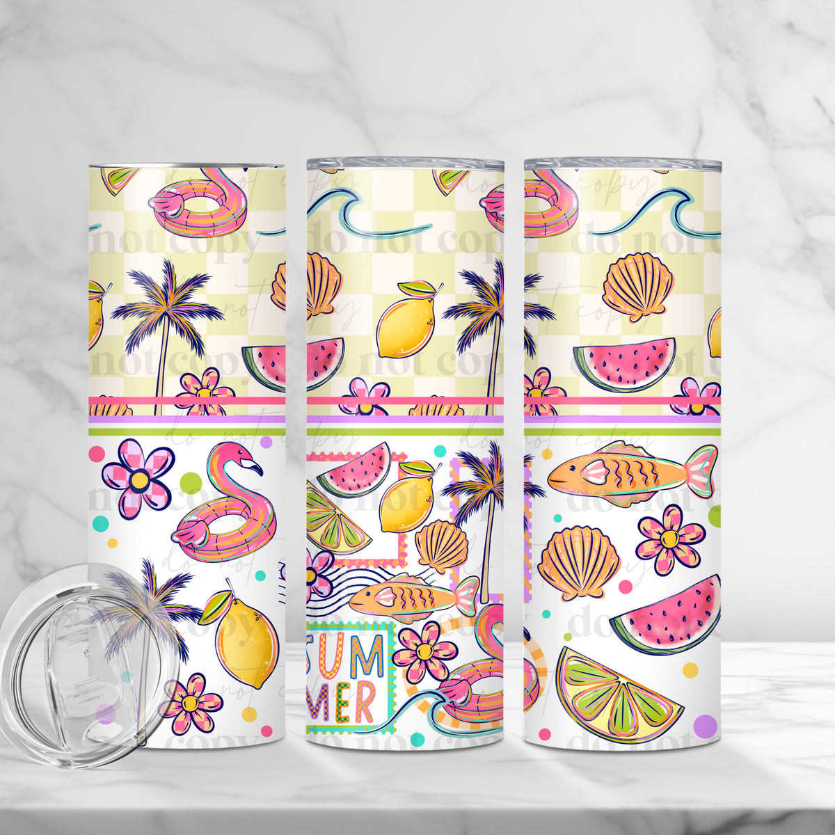 Summer Stamps Collage 20 oz Tumbler Wrap