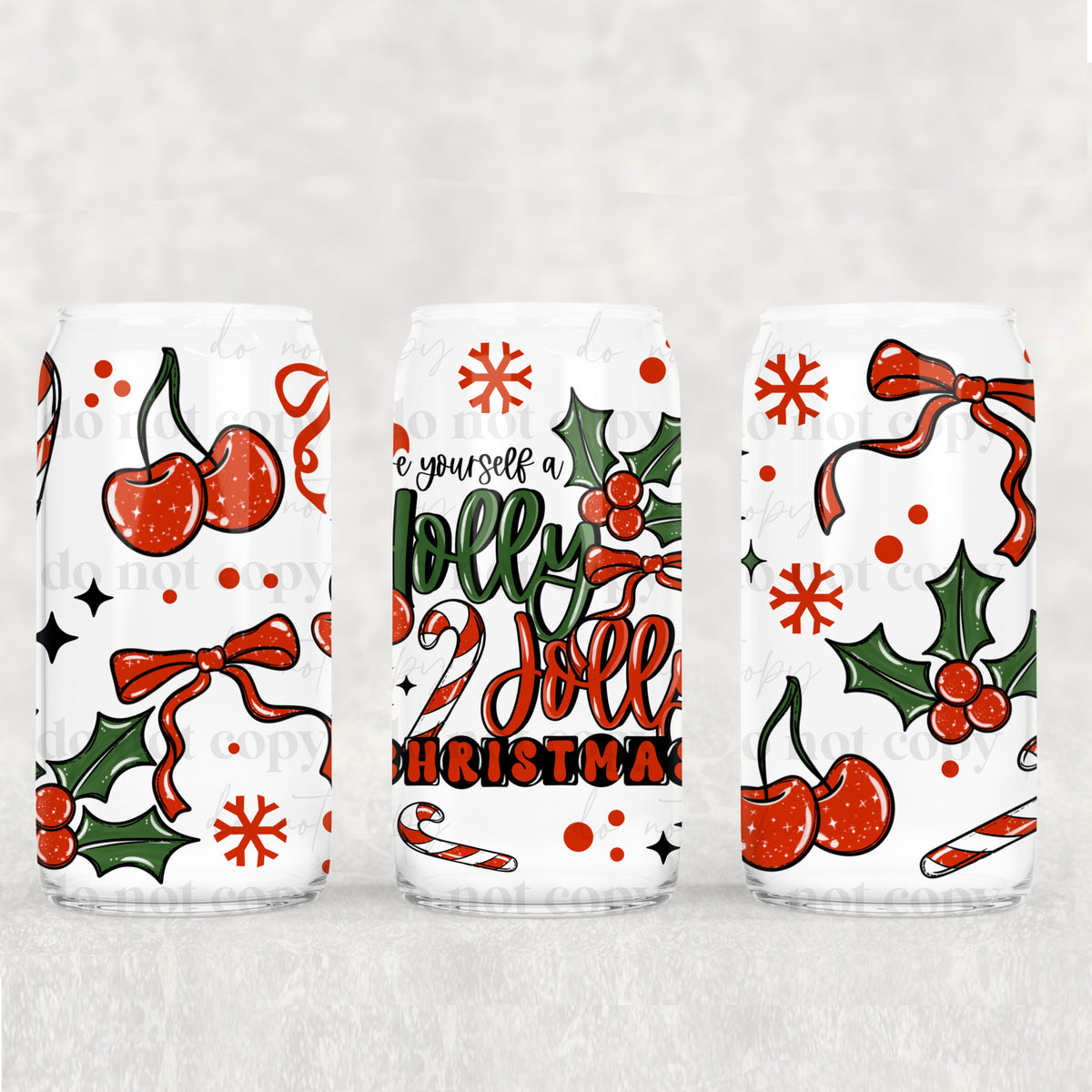 Holly Jolly 16oz Glass Wrap