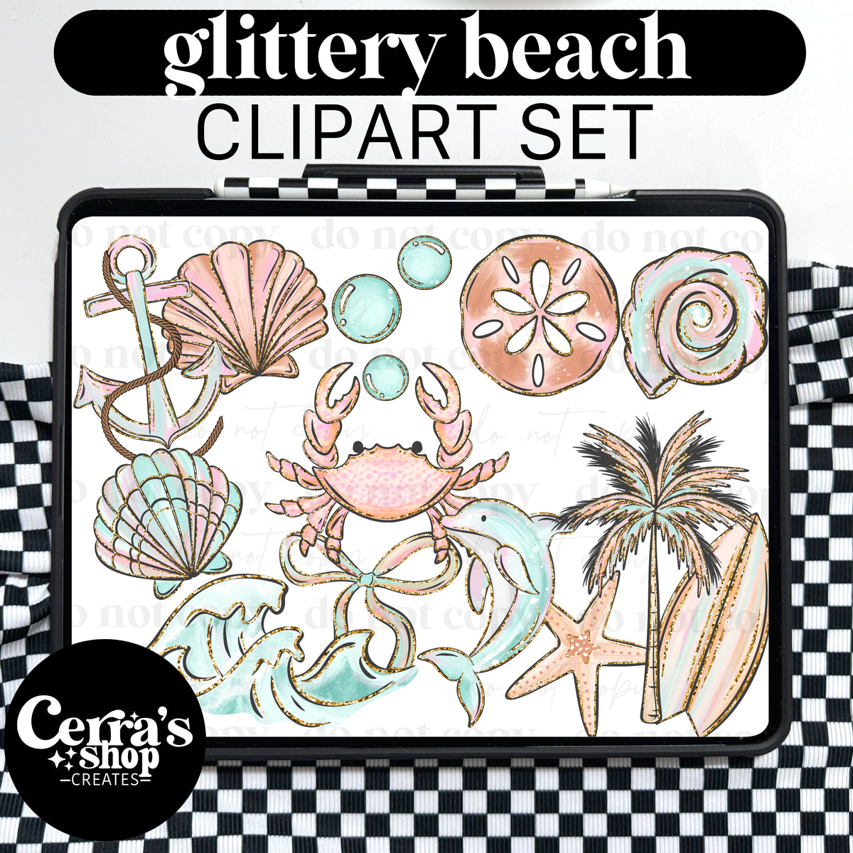 Glitter Summer Clipart Set