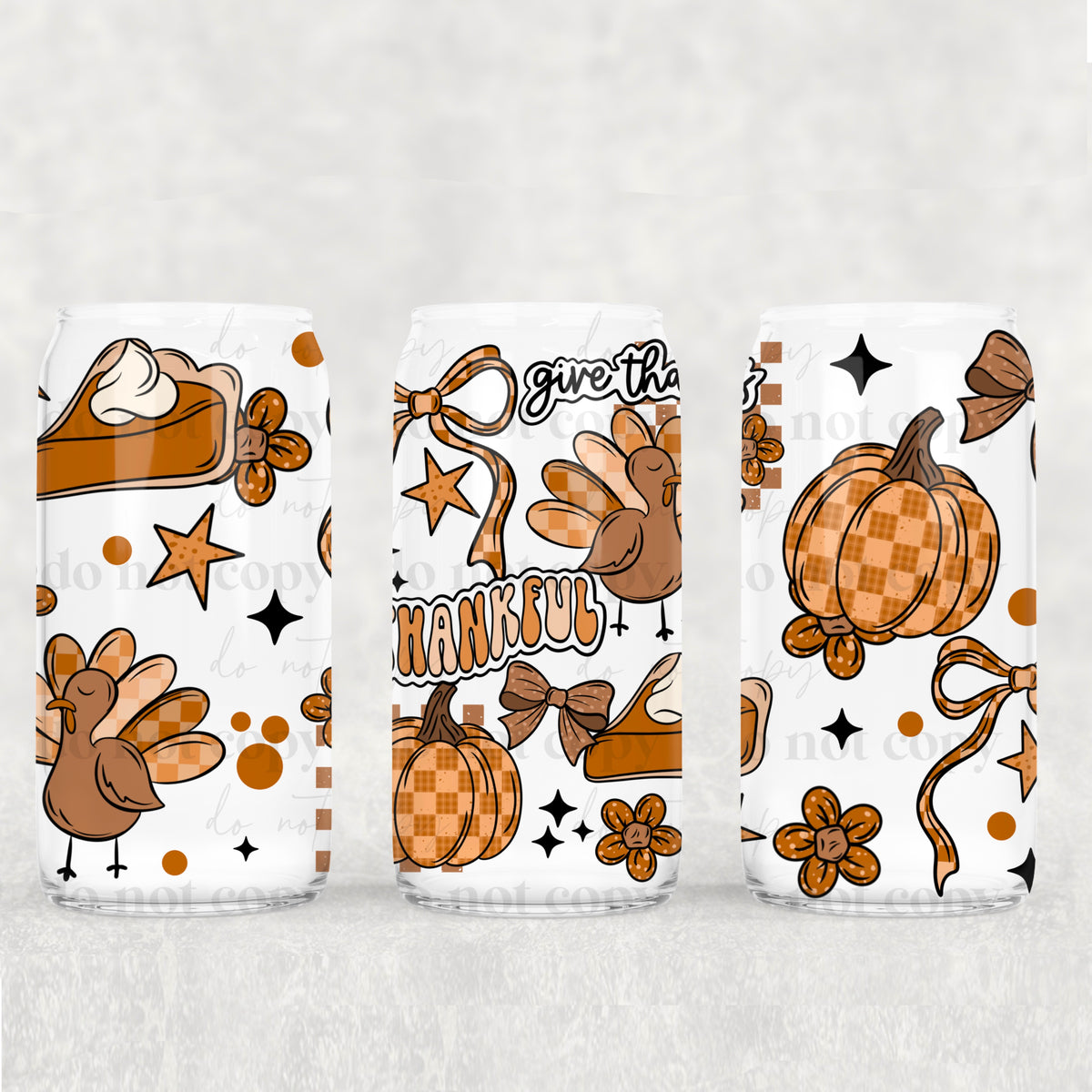 Thanksgiving 16oz Glass Wrap