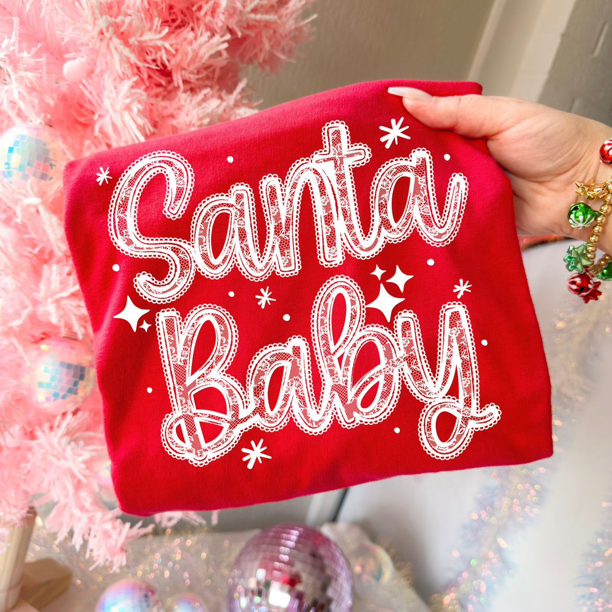 Santa Baby Lace Single Color PNG