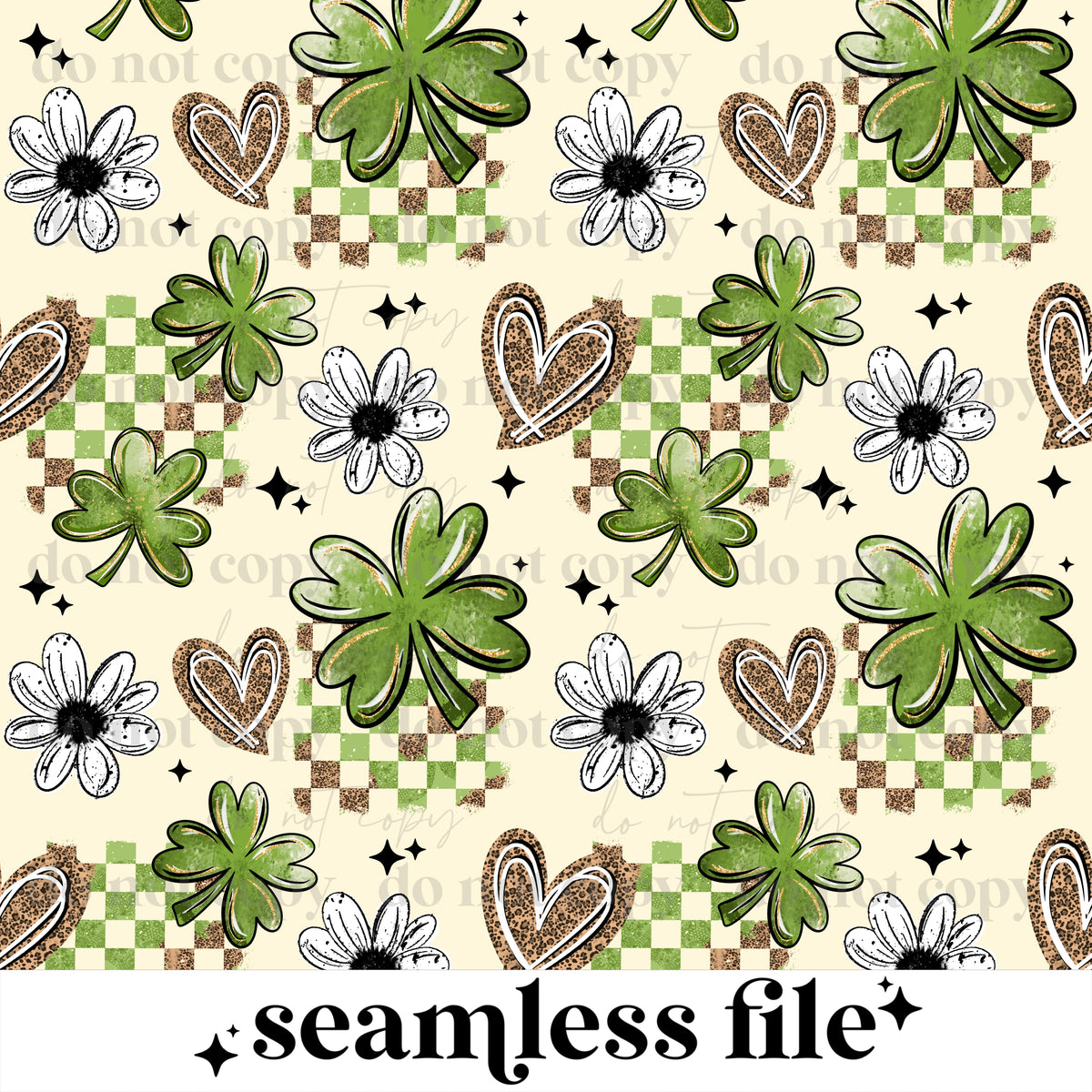 Leopard Shamrock Checker Seamless