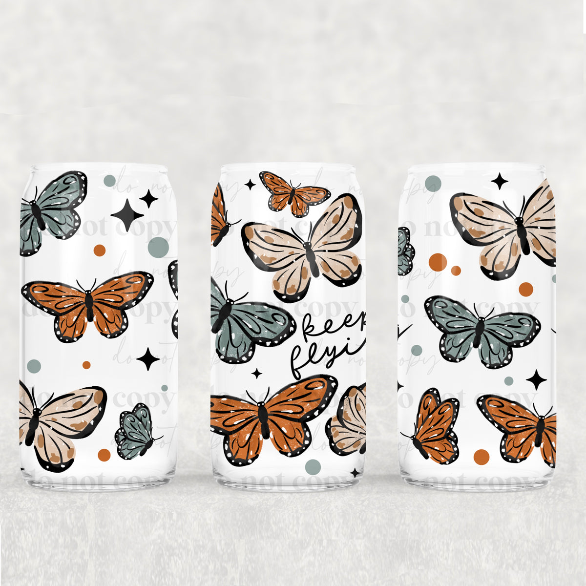 Keep Going Butterflies 16oz Glass Wrap