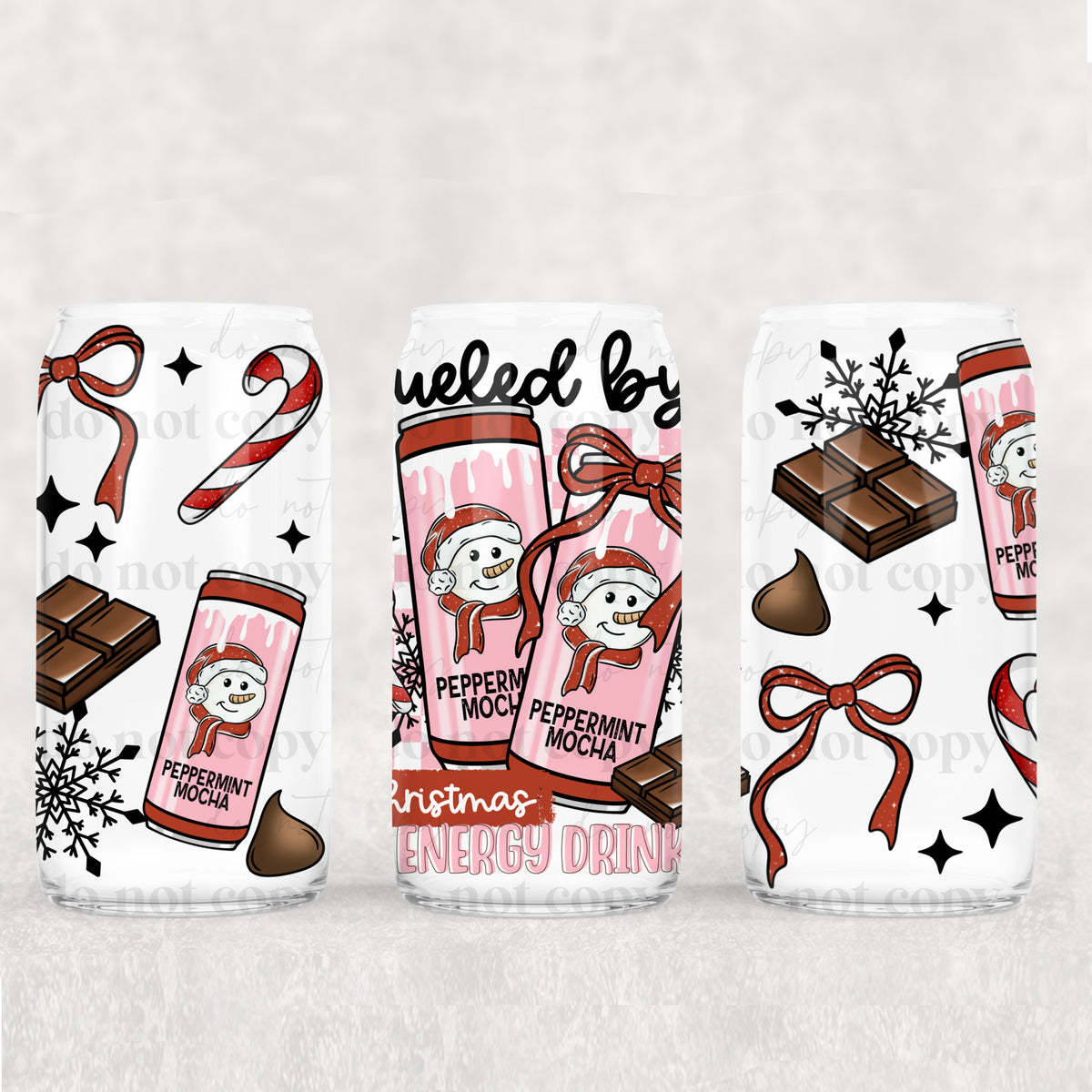 Christmas and Energy Drinks 16oz Glass Wrap