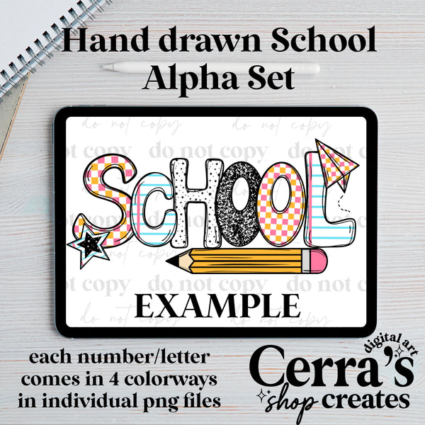School Alphabet Clipart set