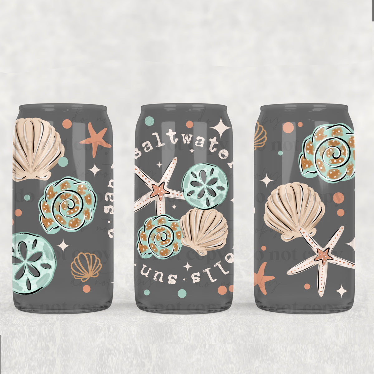 Sea Shell Circle 16 Oz Glass Wrap