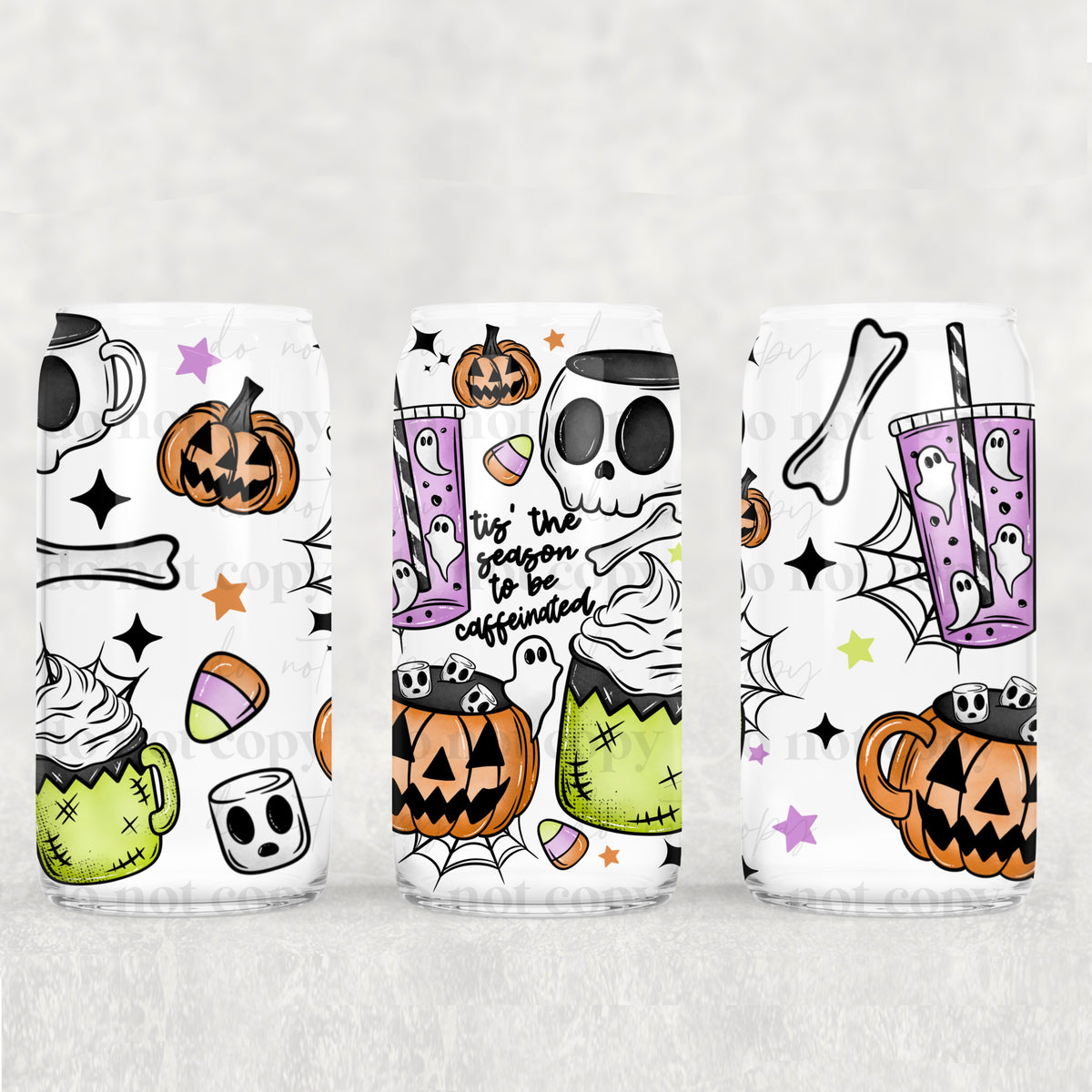 Halloween Coffee 16oz Glass Wrap
