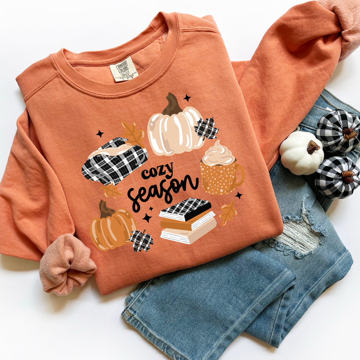 Cozy Pumpkins and books PNG