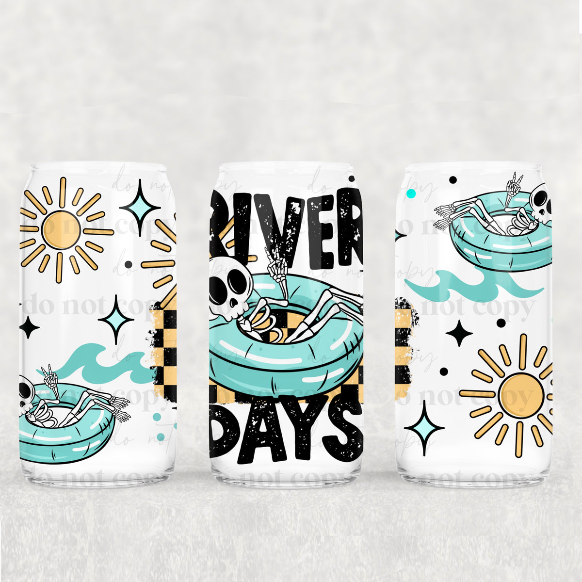 River Days 16 Oz Glass Wrap (pink and blue/yellow)