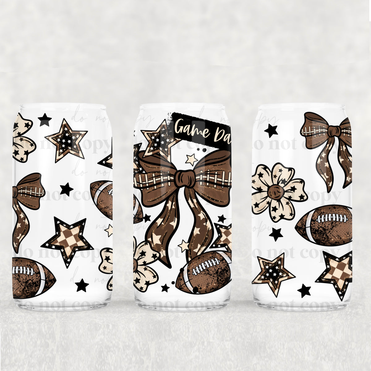 Game day Football 16oz Glass Wrap