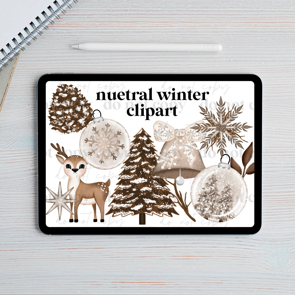 Nuetral winter Clipart set