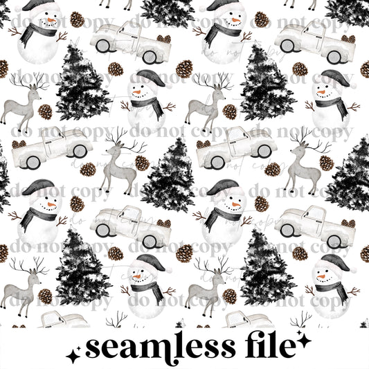 Whimsical winter white background seamless