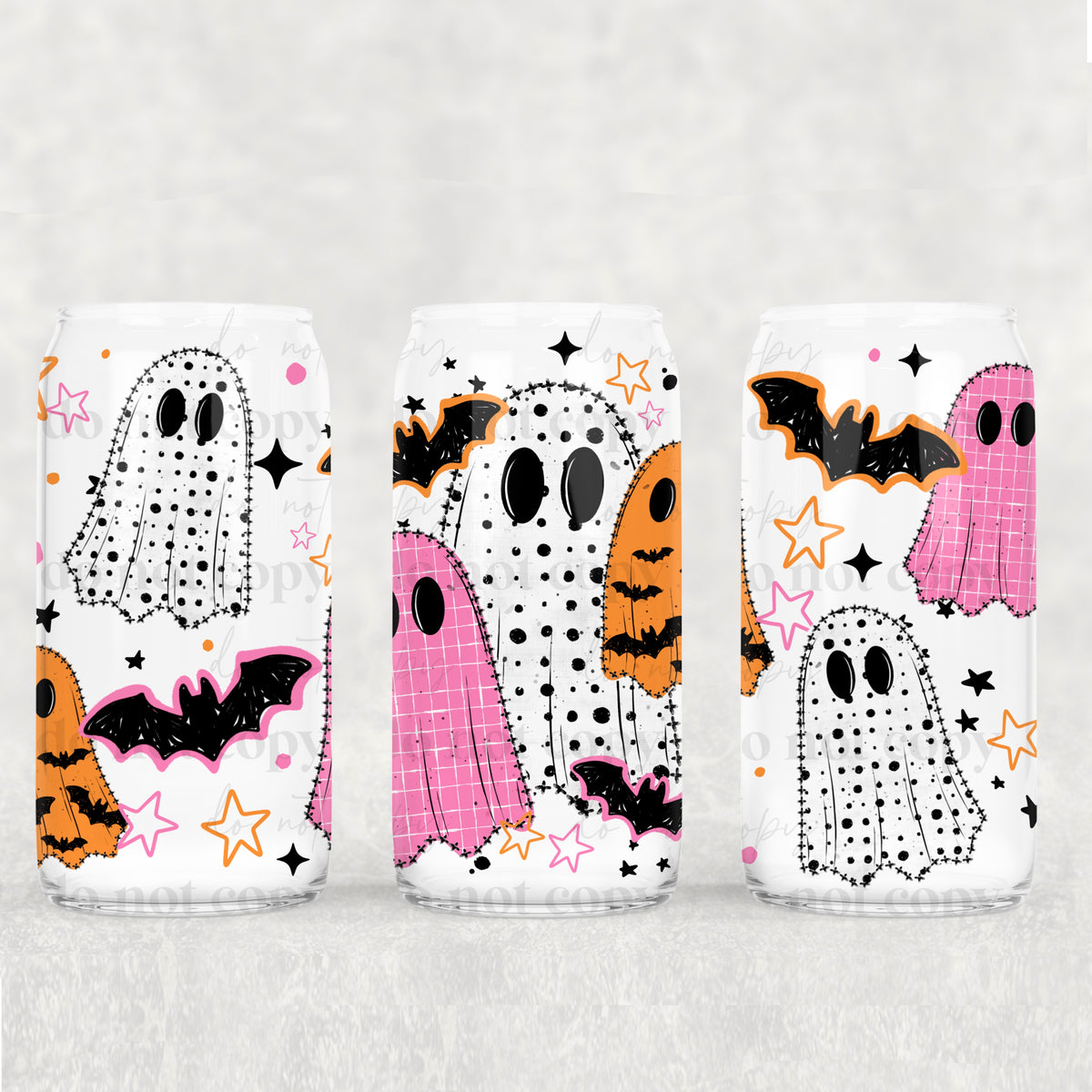 Pink & Orange Ghosties 16oz Glass Wrap