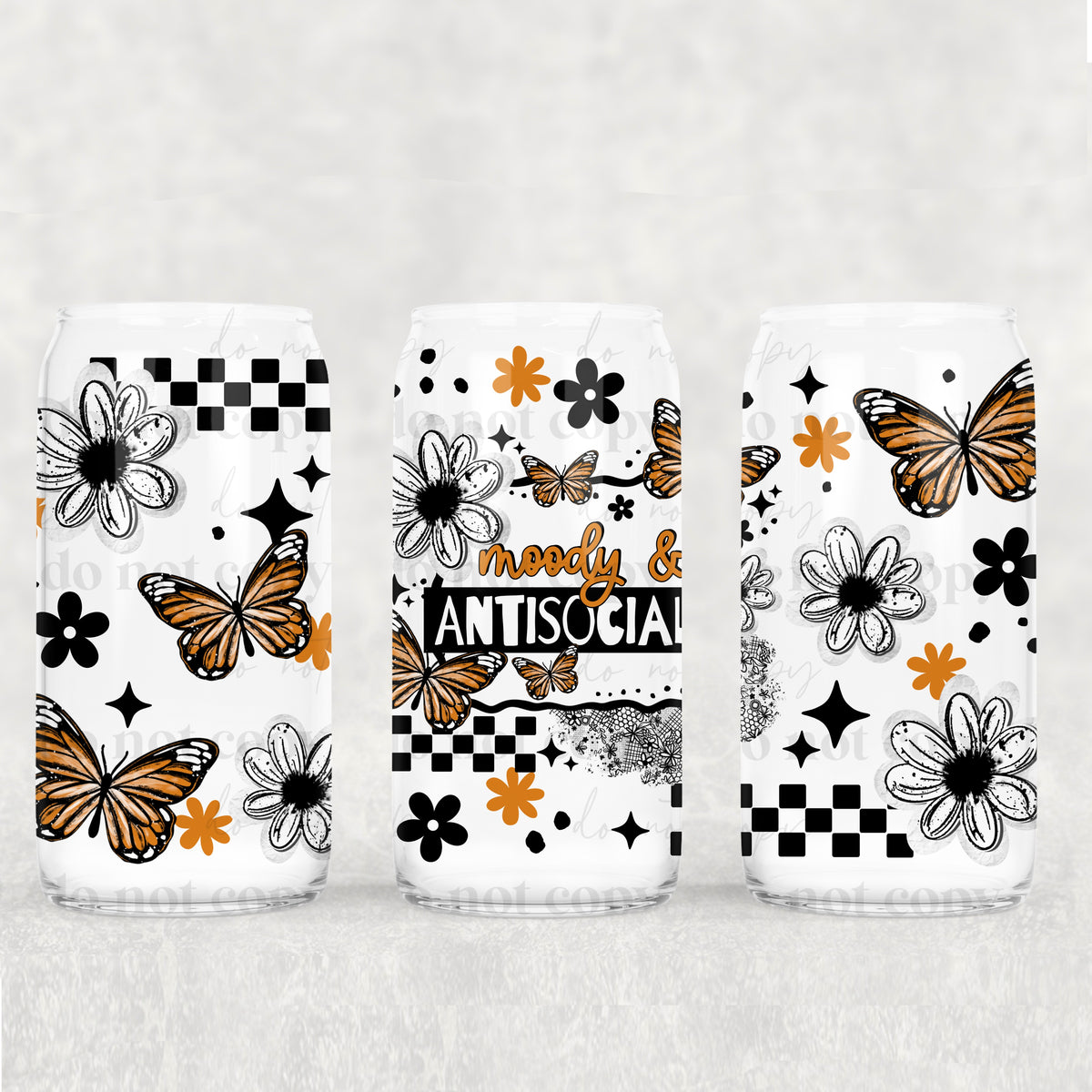 Moody and antisocial 16oz Glass Wrap