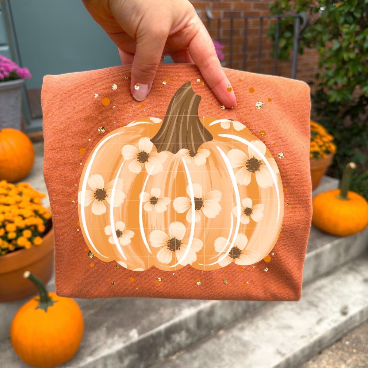 Floral Splatter Pumpkin PNG