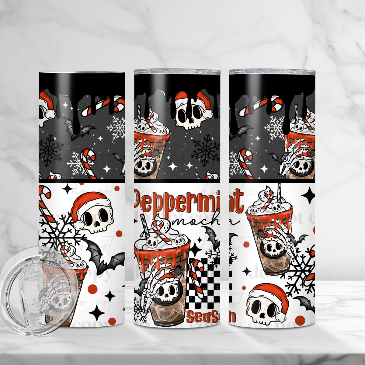Peppermint Mocha Skellie Tumbler Wrap