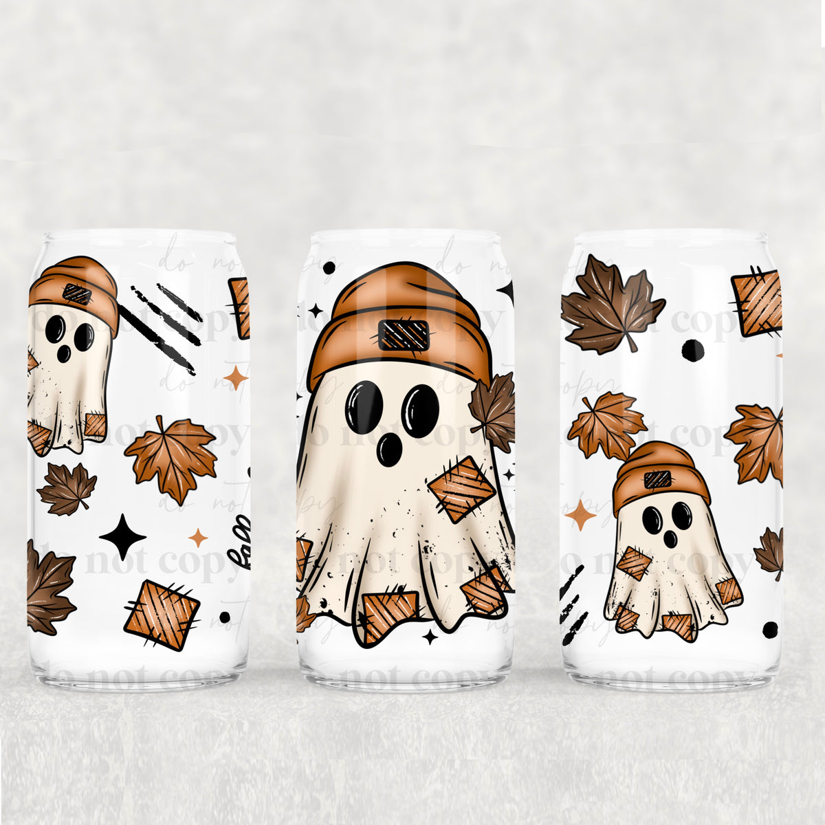 Fall Vibes Ghost 16oz Glass Wrap