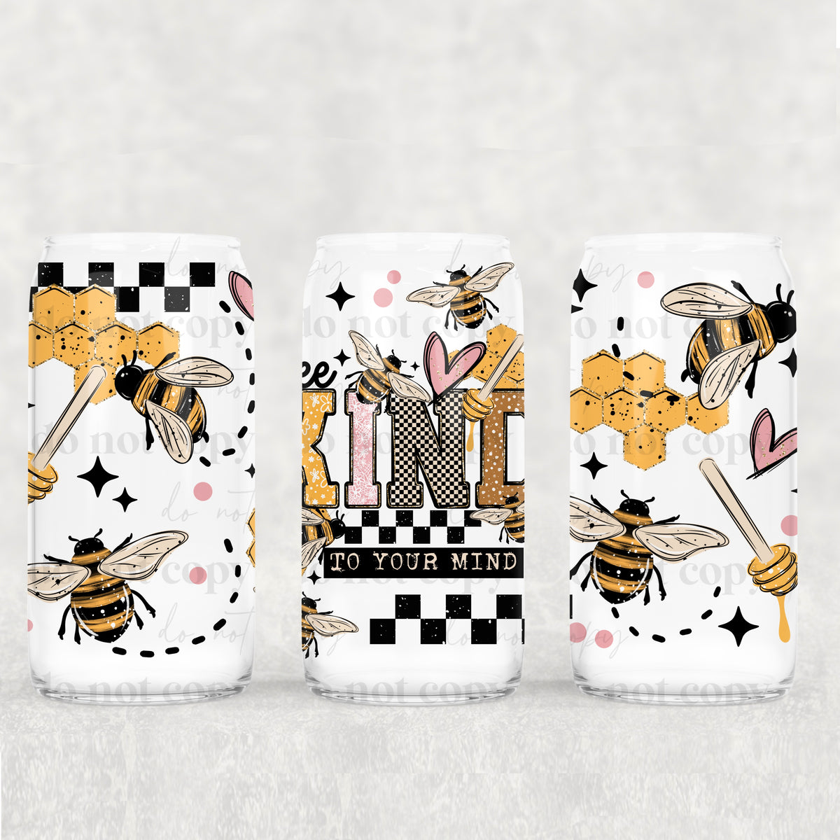 Bee Kind to your mind 16oz Glass Wrap