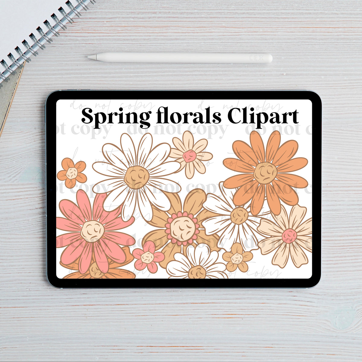 Muted spring florals Clipart set