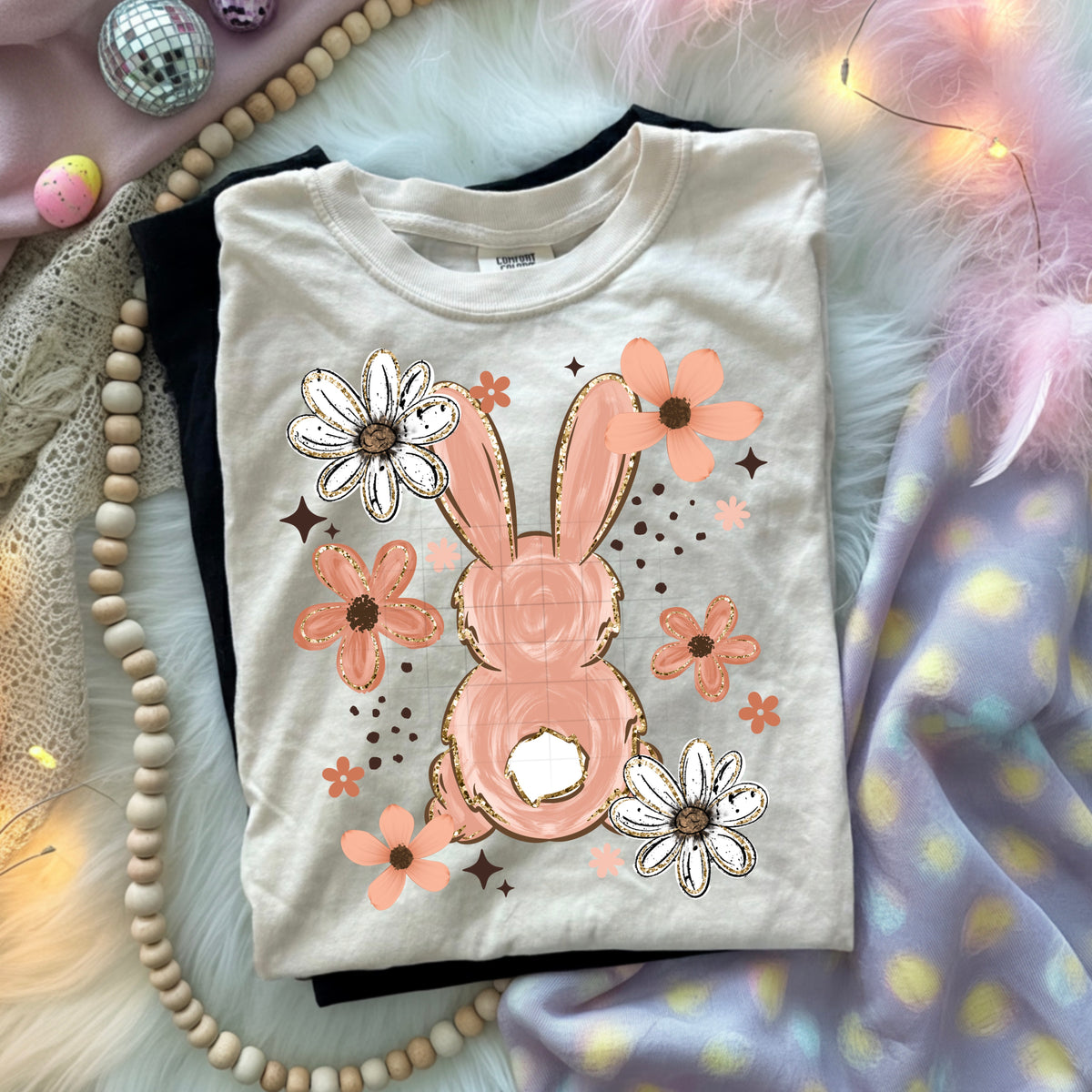 Blush Floral Bunny PNG