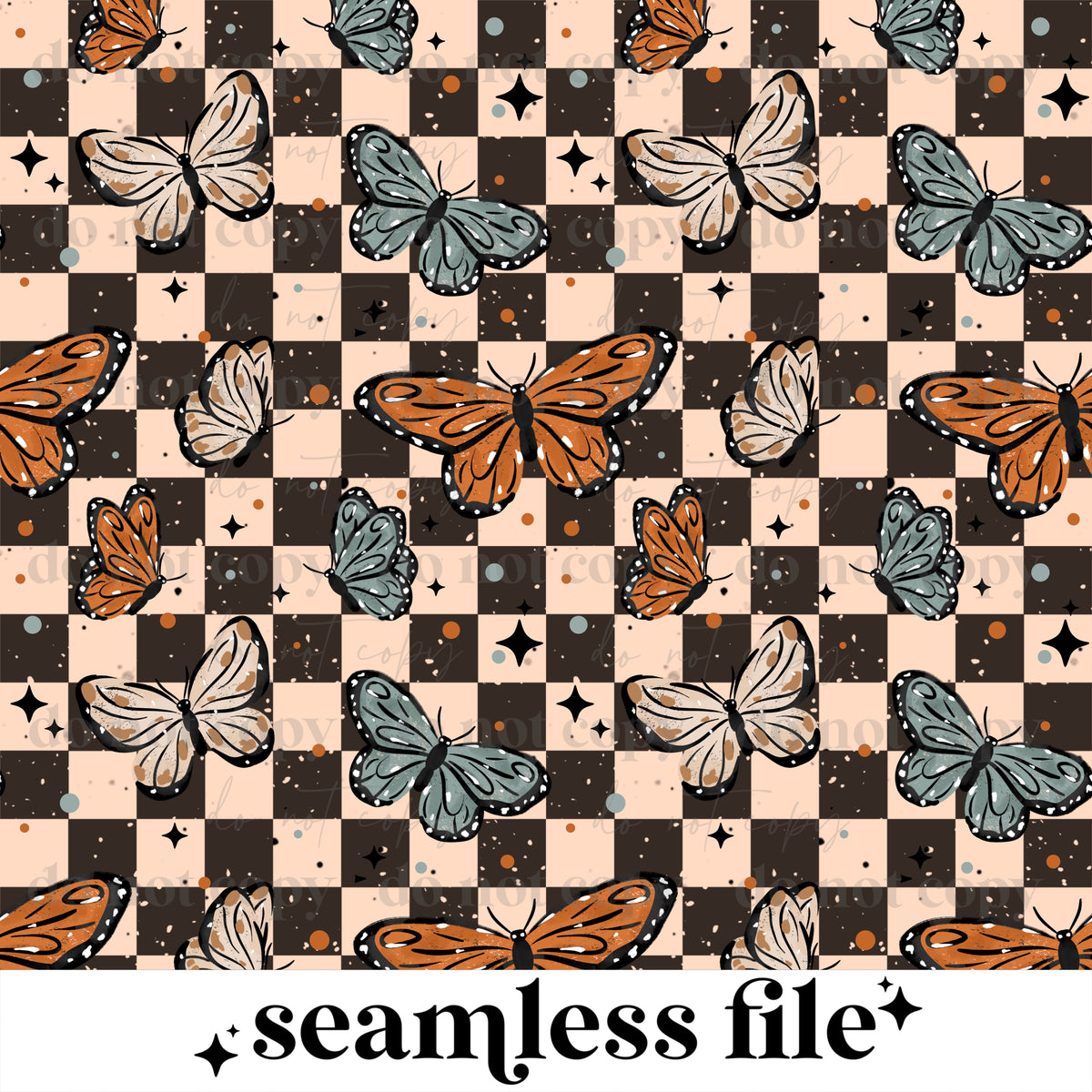 Checker Butterflies Seamless