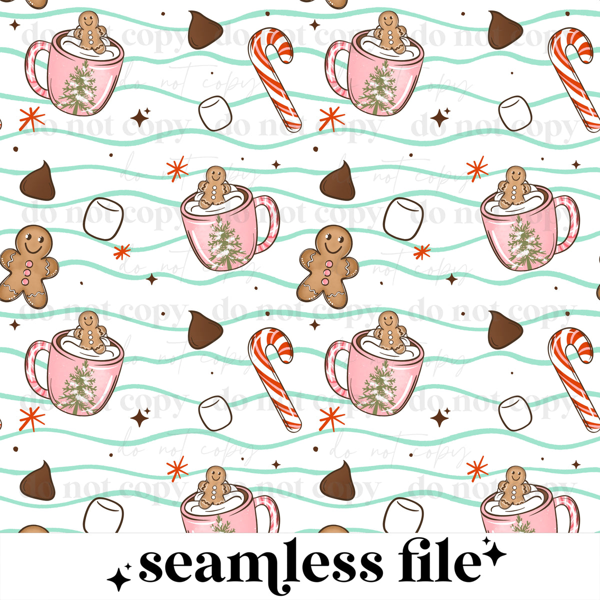 Hot Cocoa Wavy Lines Seamless