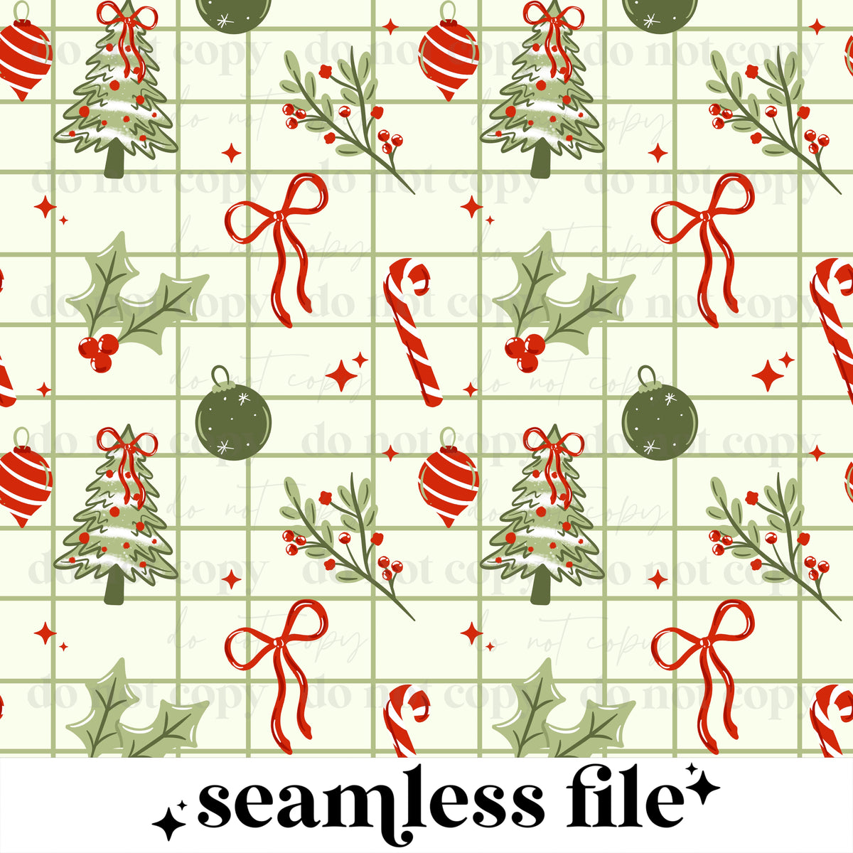 Merry tree and Holly Seamless