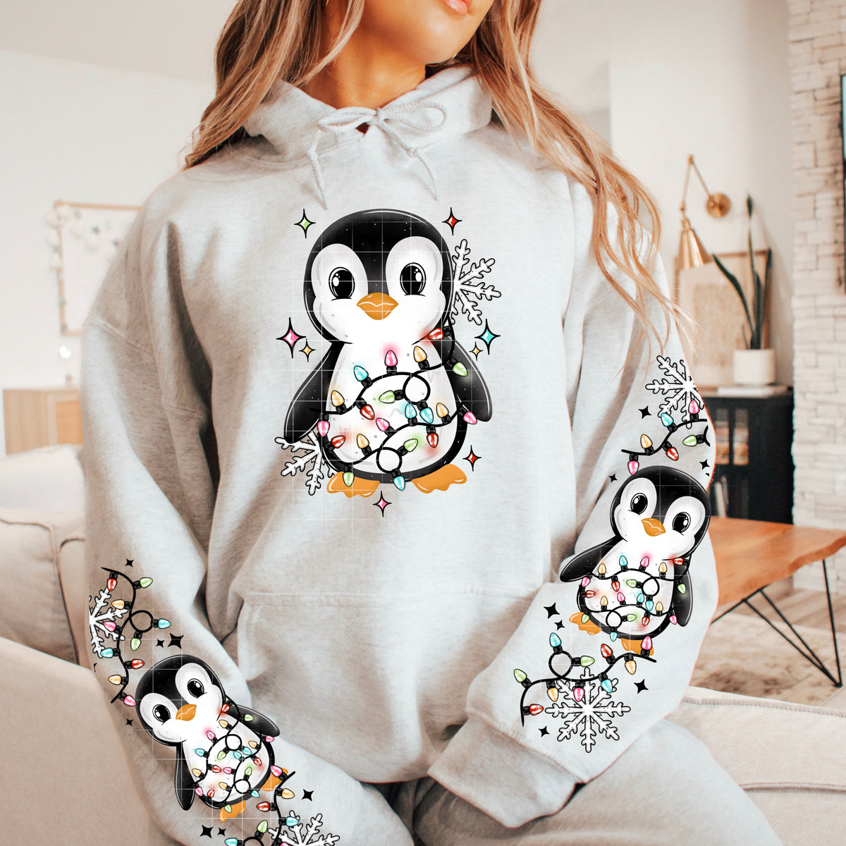 Penguin Christmas lights w/ Sleeves PNG