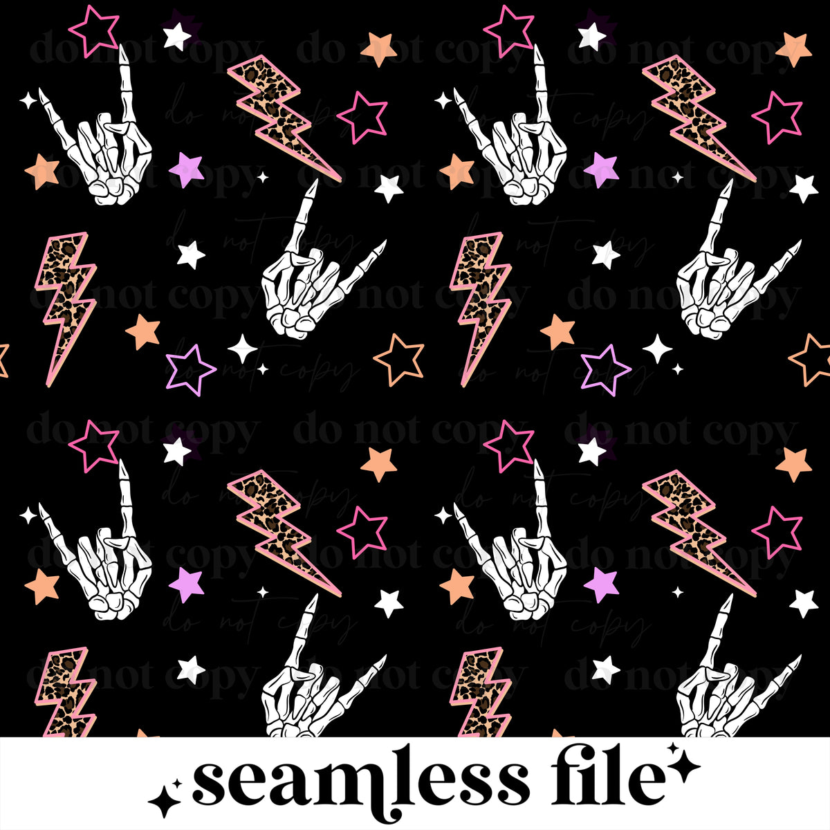 Skellie Hand Stars Semless