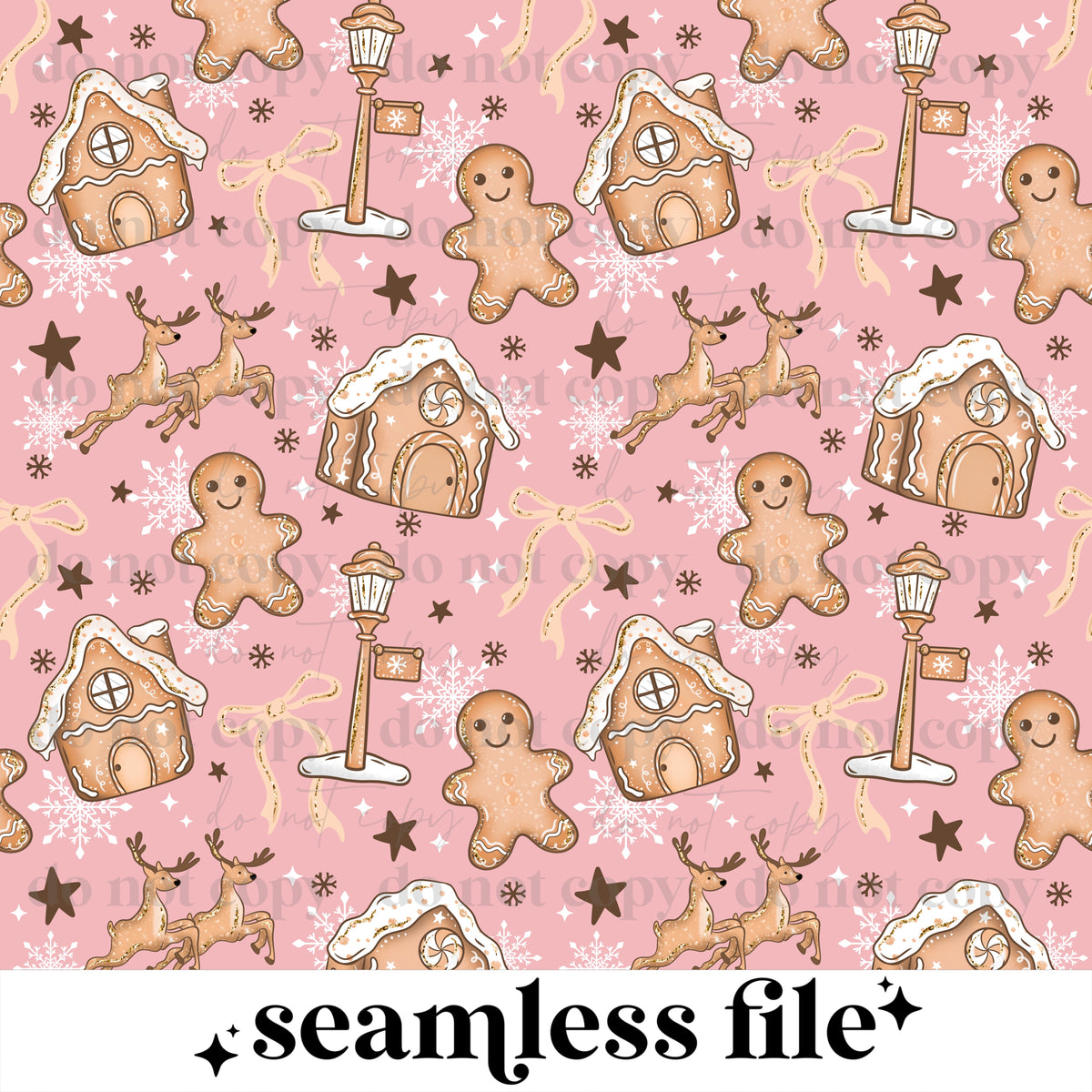 North Pole Gingerbread pink Seamless