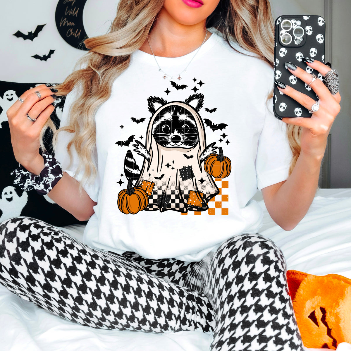 Ghost Racoon with and without words PNG