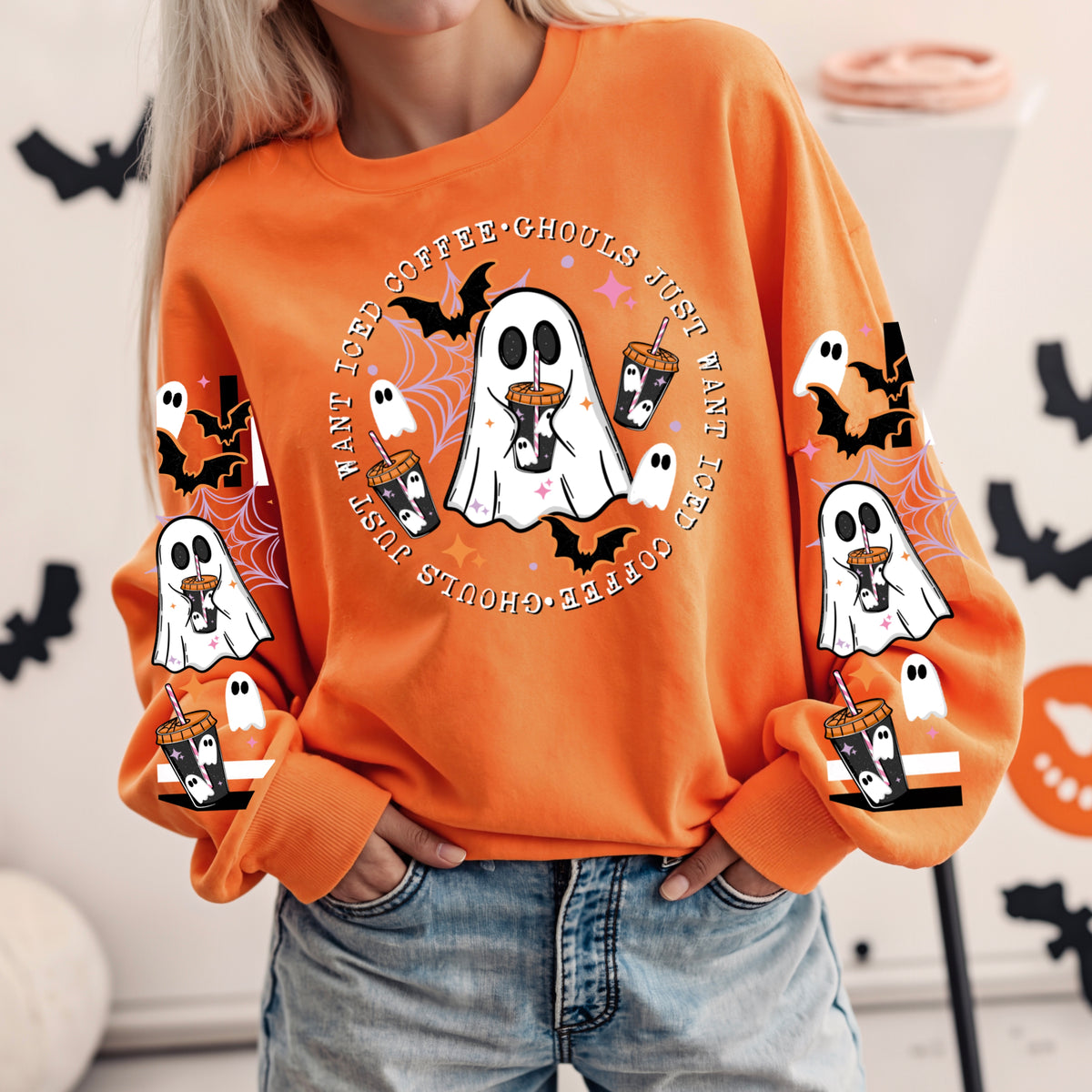 Ghouls just want iced coffee w/ Sleeves PNG