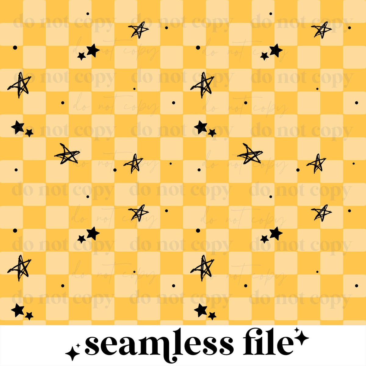 Yellow Checker Stars Seamless