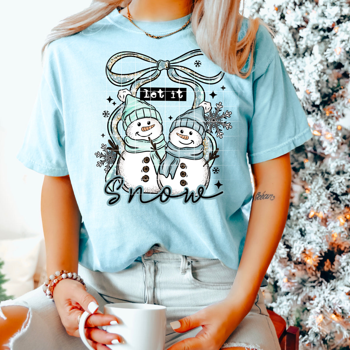 Let it Snow Snowmen blue PNG