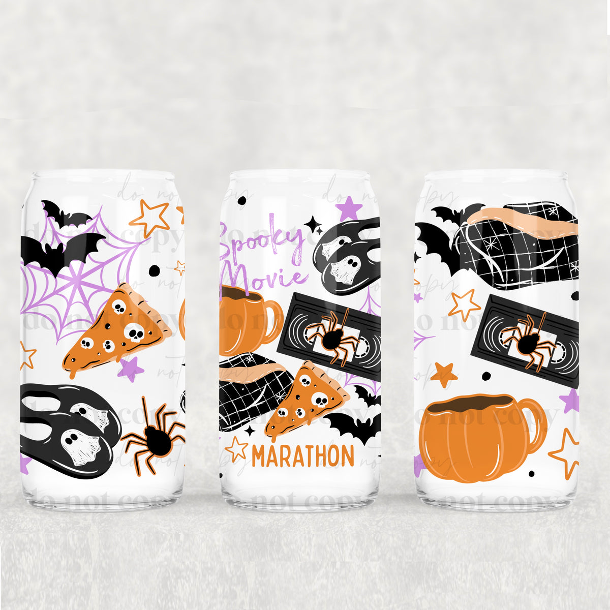 Spooky Movie Marathon 16oz Glass Wrap
