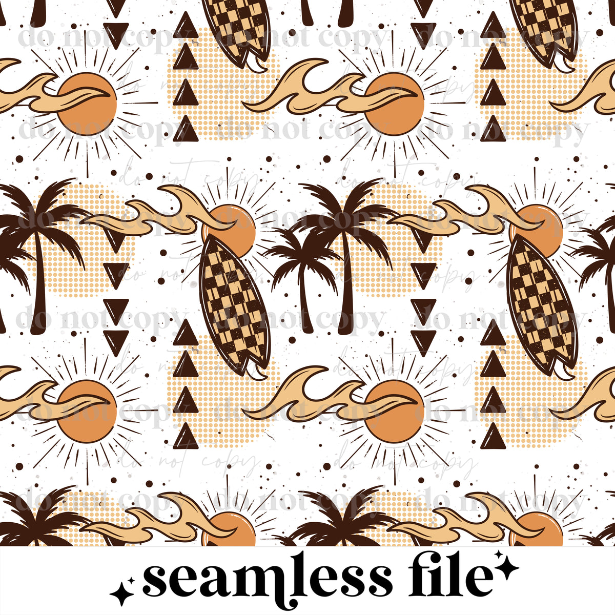 Sun and Surfboards Seamless