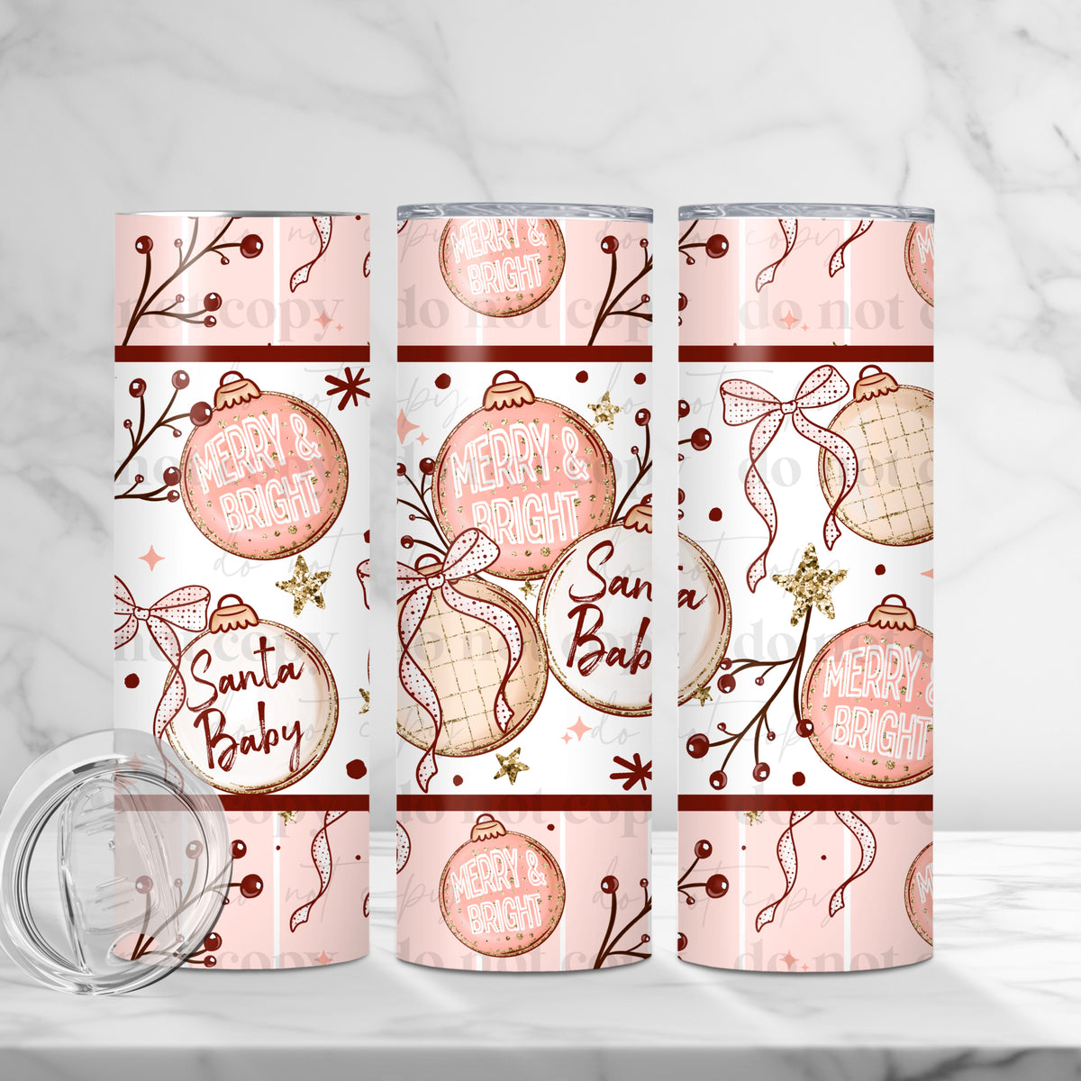 Merry Bright Ornaments Tumbler Wrap