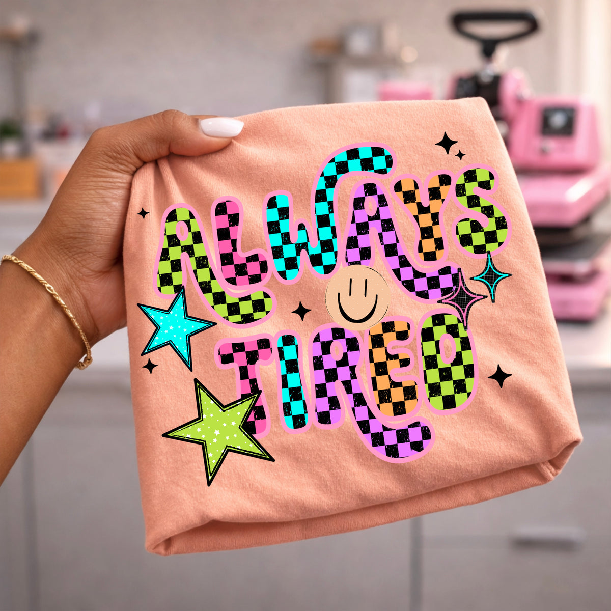 Always Tired Colorful Checker PNG