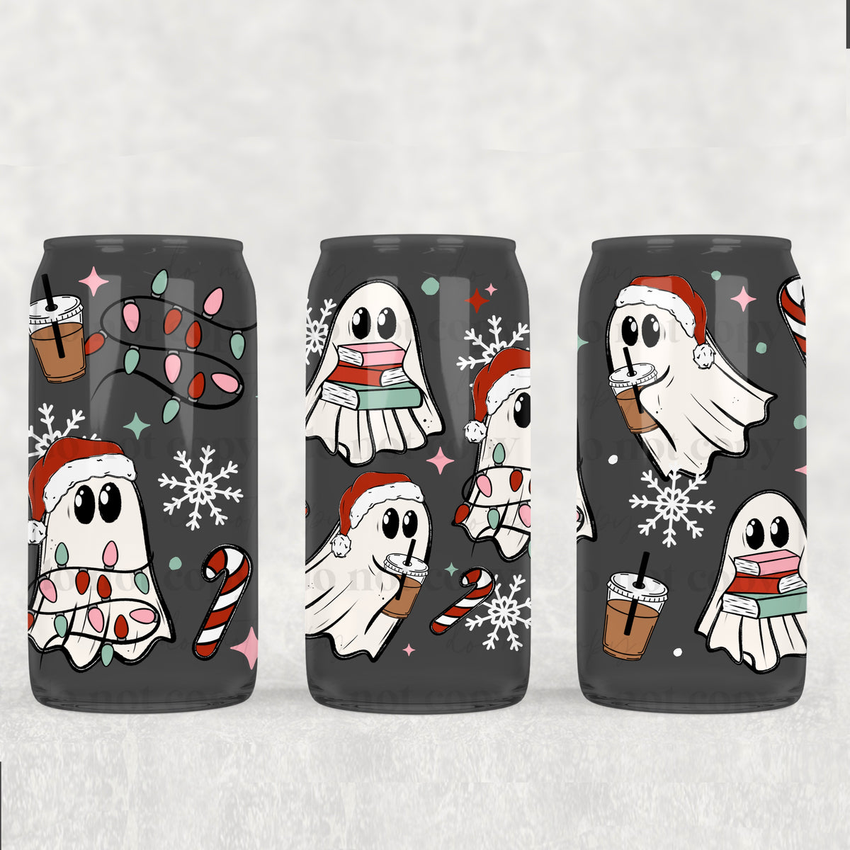 Christmas Ghosties 16oz Glass Wrap