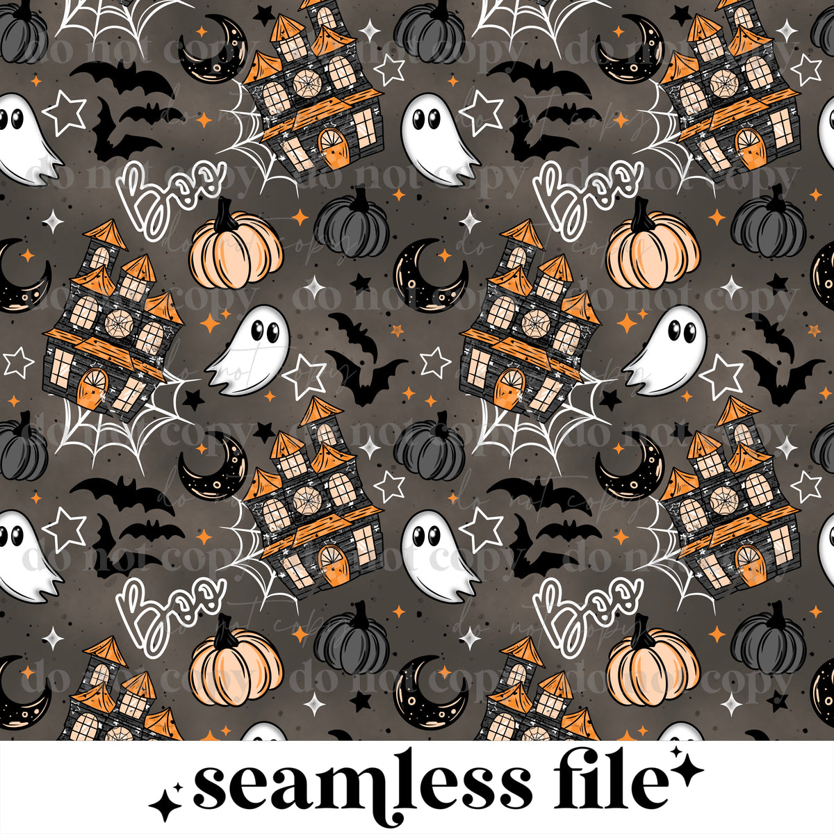 Boo Haunted House Seamless