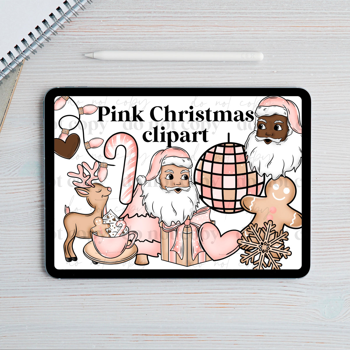 Pink christmas Clipart set