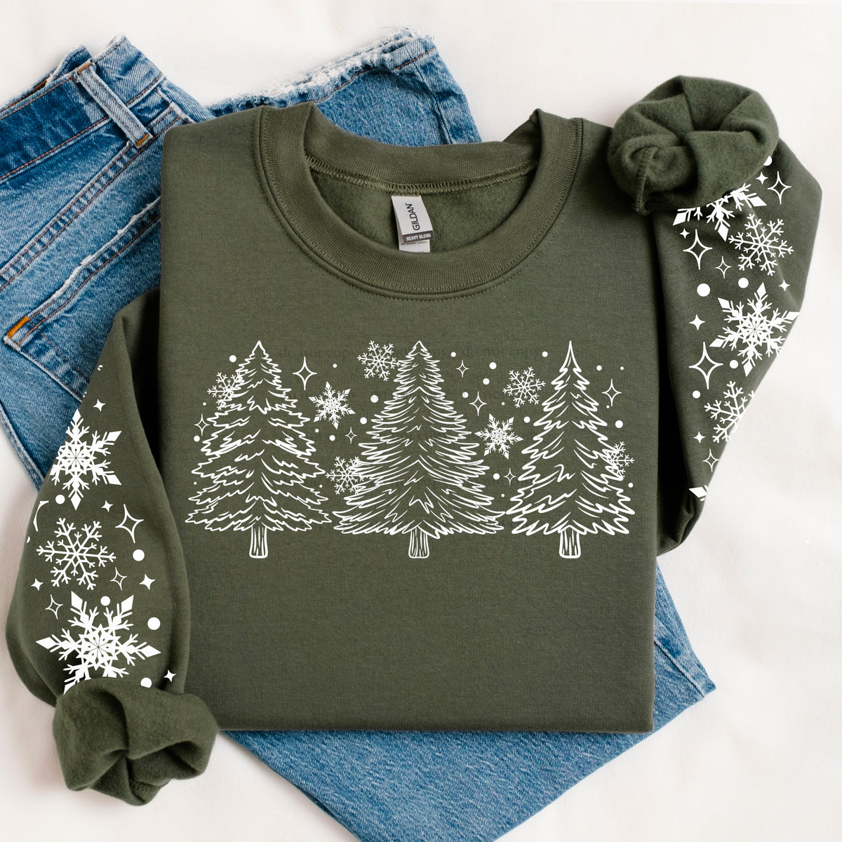 Trees and snow w/ Sleeves PNG single color