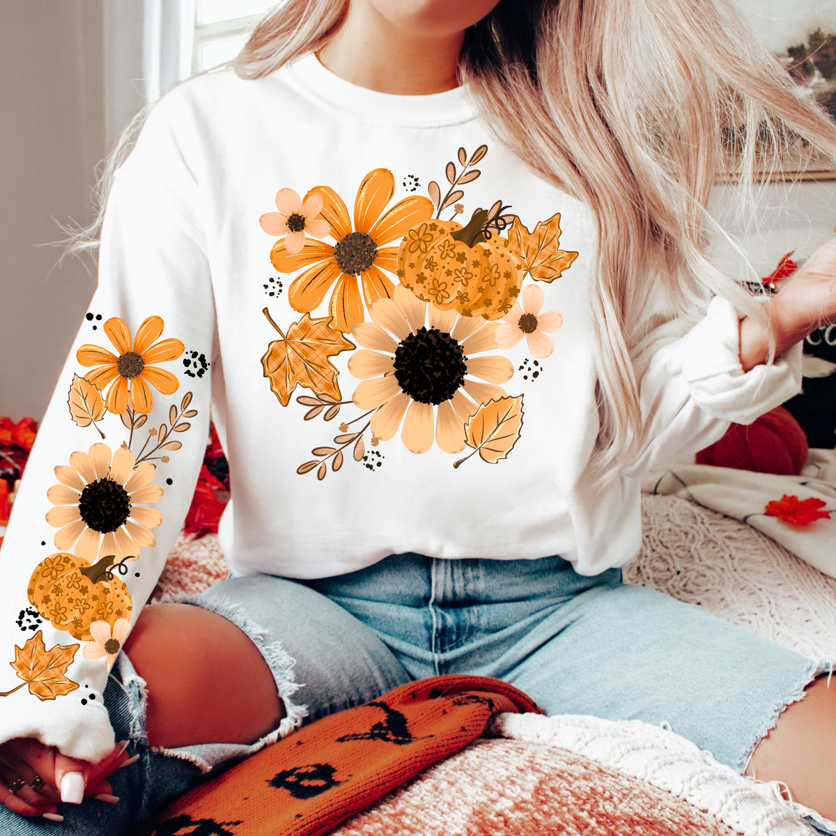 Fall florals w/ sleeve PNG