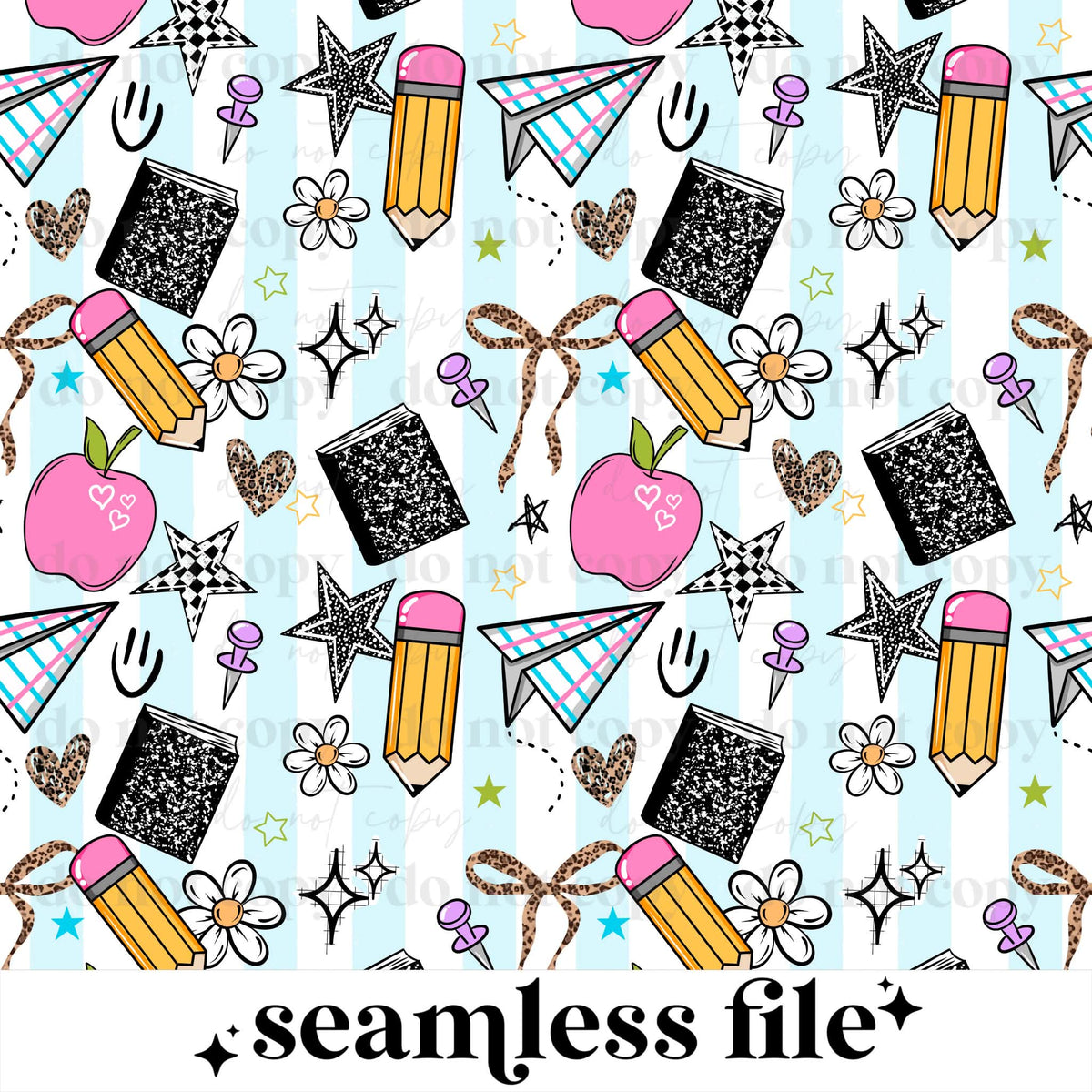 School Things Collage Seamless