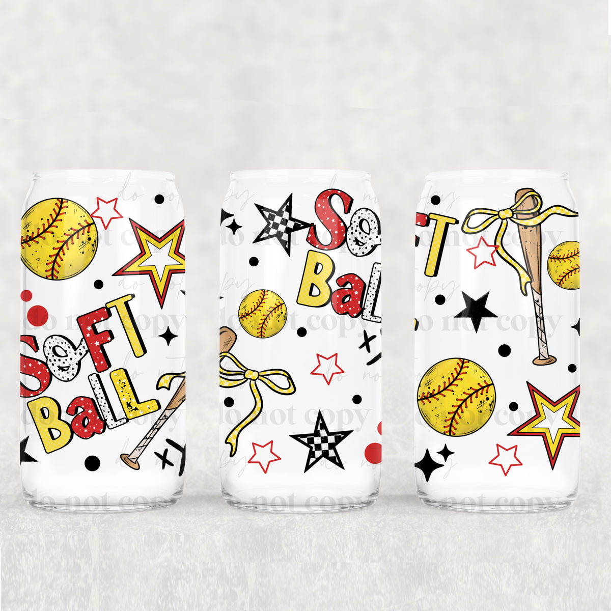 Softball 16oz Glass Wrap