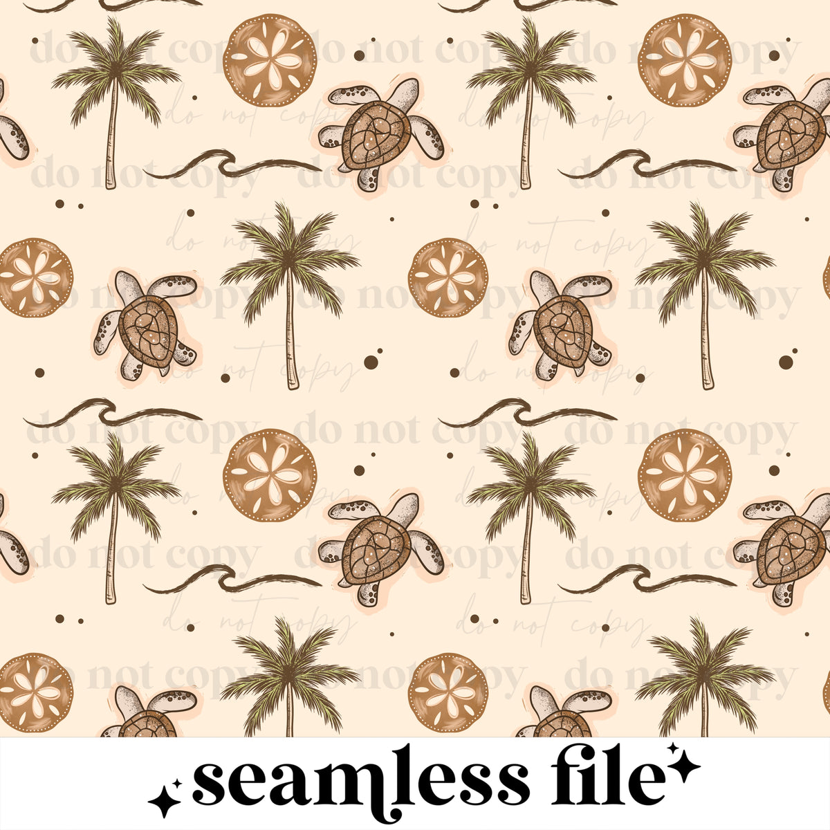 Sea turtle & Palm Tree Seamless