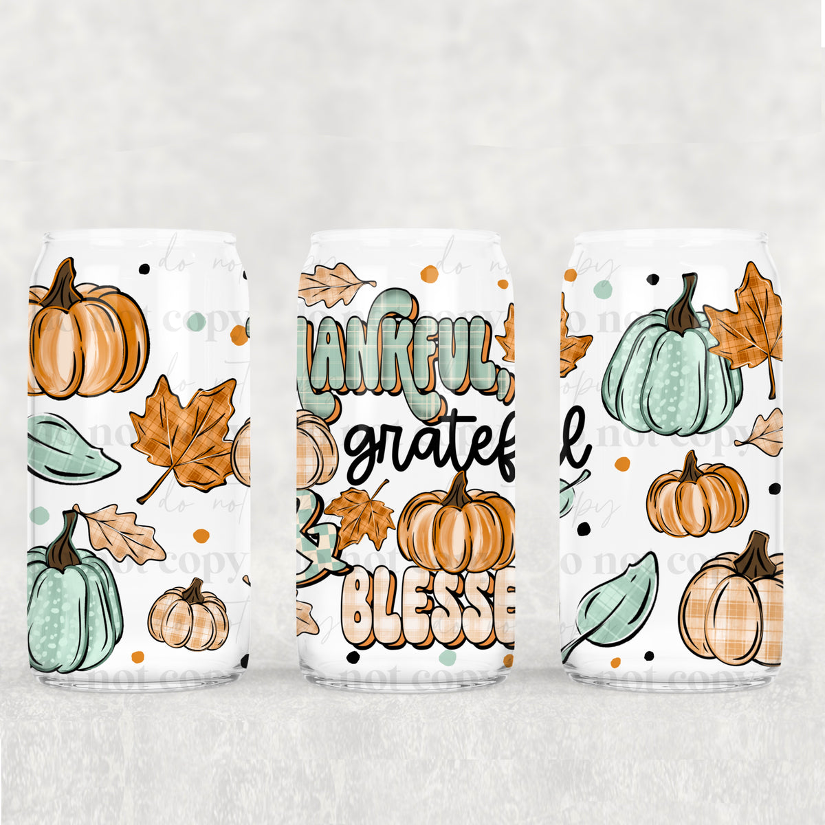 Thankful Grateful Blessed 16oz Glass Wrap